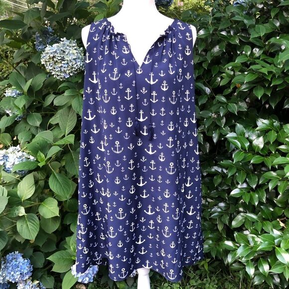 Tommy Hilfiger Navy & White Anchor Dress Size Small - Picture 1 of 9